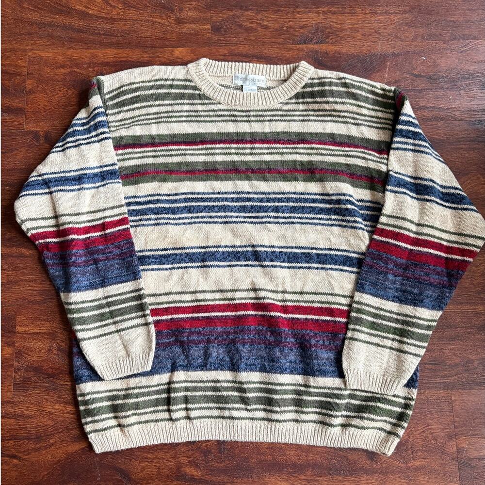 90s Cotton Crewneck Sweater Skater Fisherman Knit 18/20 Grandpa Vtg